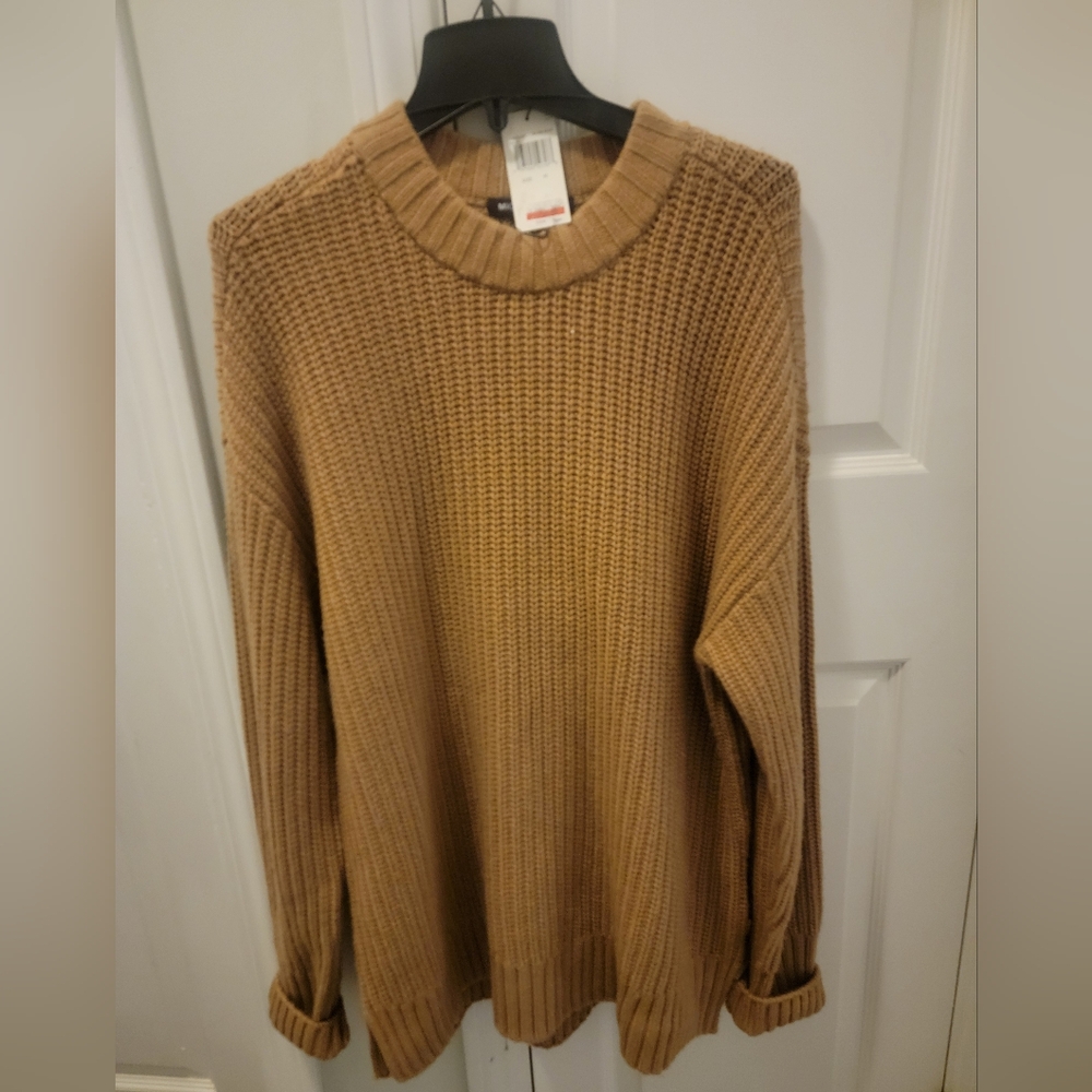Michael Kors Men's Camel Ribbed Crewneck Sweater